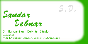 sandor debnar business card