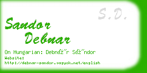 sandor debnar business card